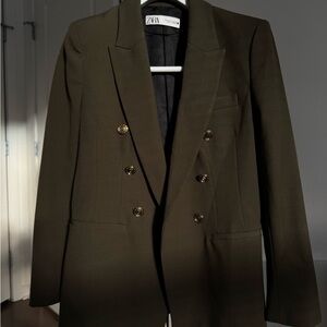 Zara Khaki Blazer with Black Lining